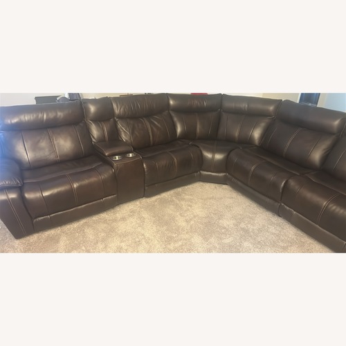 Used Dark Brown Leather 3+ Piece Sectional for sale on AptDeco
