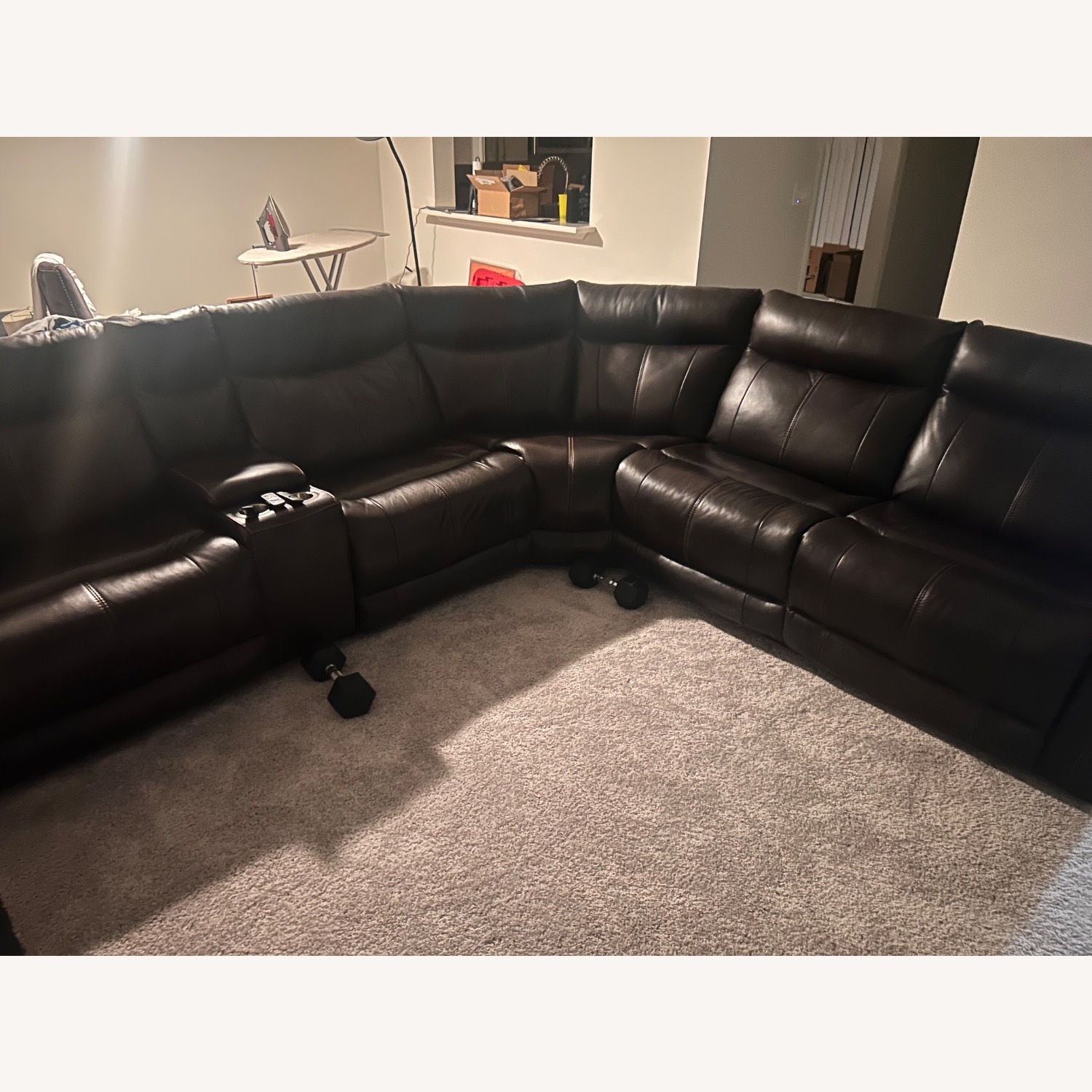 Dark Brown Leather 3+ Piece Sectional - image-2
