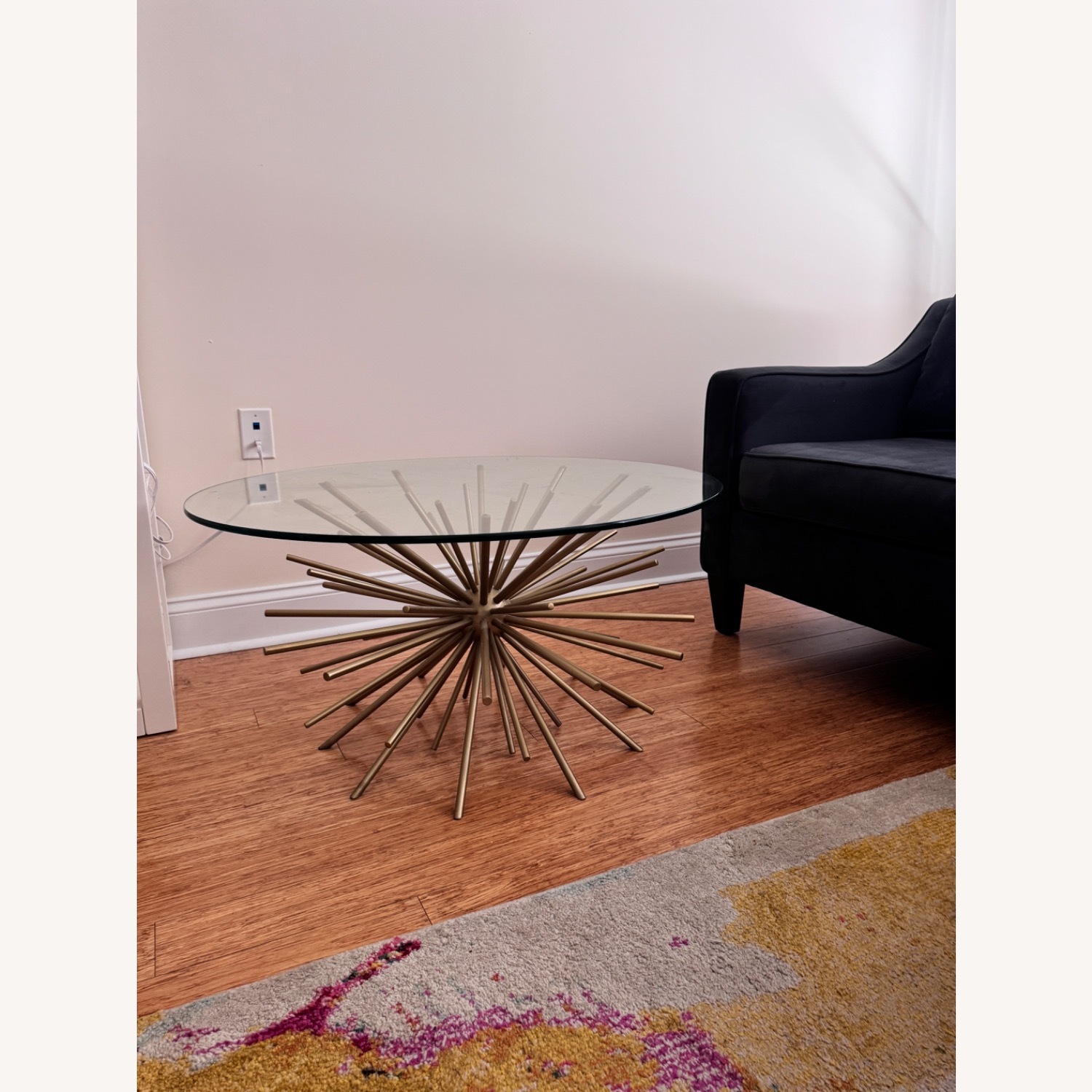 West Elm Starburst Gold Glass Coffee Table - image-4