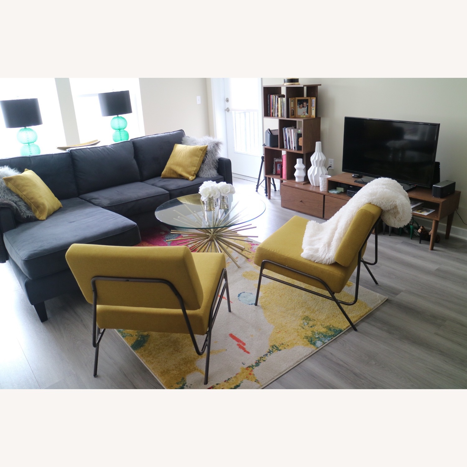 West Elm Starburst Gold Glass Coffee Table - image-3