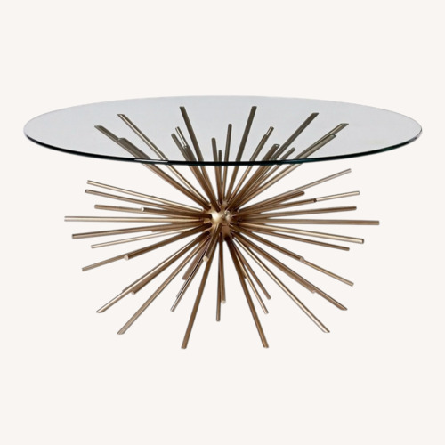 Used West Elm Starburst Gold Glass Coffee Table for sale on AptDeco