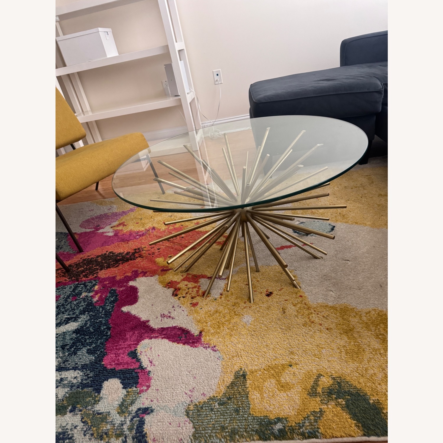 West Elm Starburst Gold Glass Coffee Table - image-1