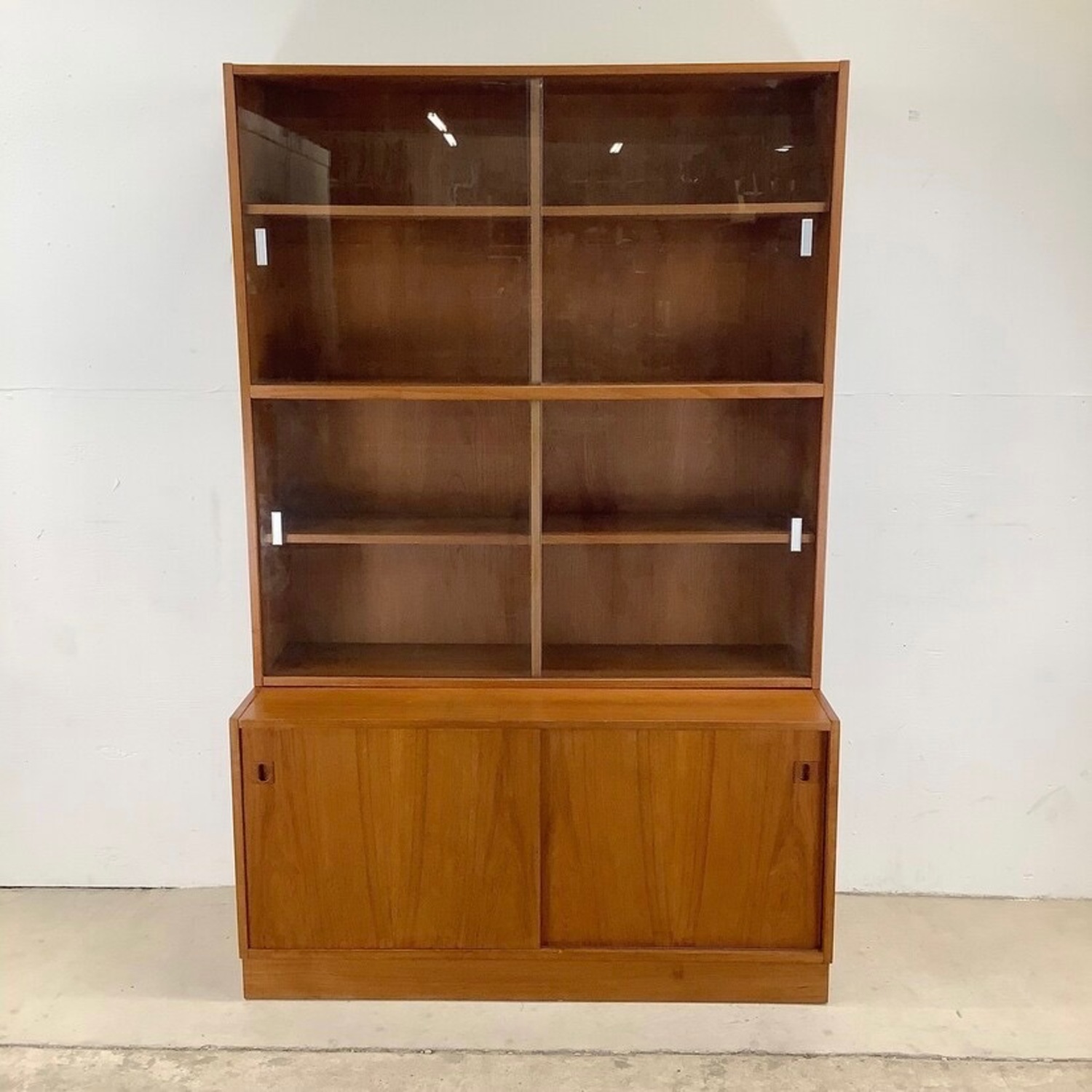 Danish Modern Teak Bookcase With Cabinet Base - image-1