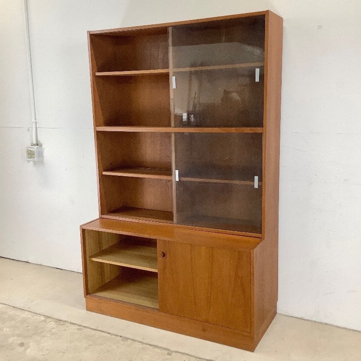Danish Modern Teak Bookcase With Cabinet Base - image-2