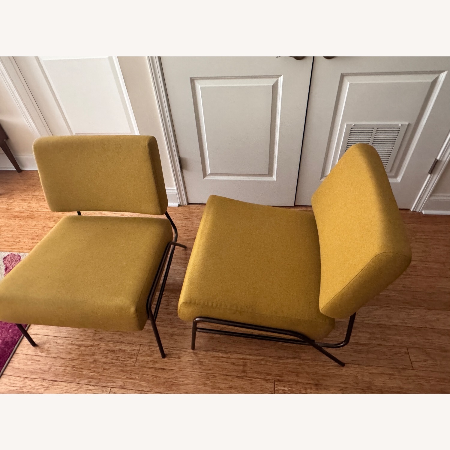 West Elm Yellow Wire Frame Slipper Chairs - image-3
