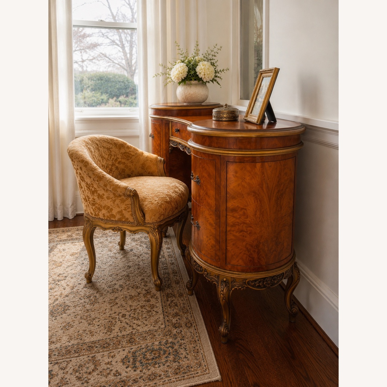 Vintage French Provincial Desk / Vanity and Chair - image-3
