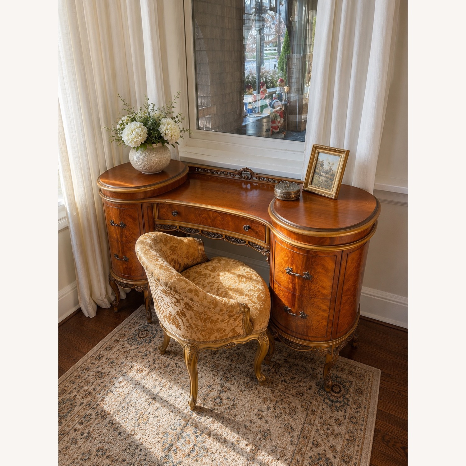 Vintage French Provincial Desk / Vanity and Chair - image-1