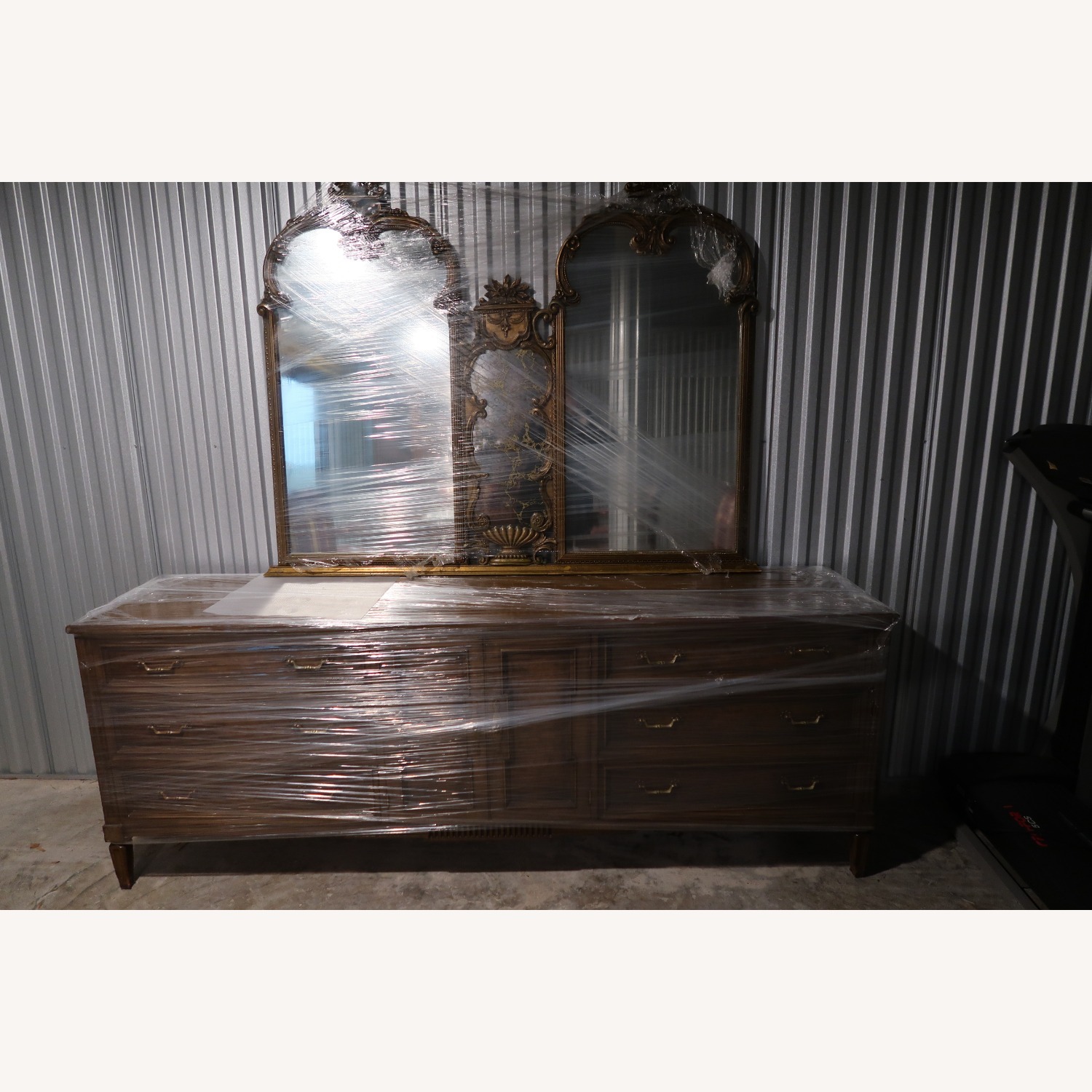 Long Vintage Bedroom Dresser with Mirror attached - image-3