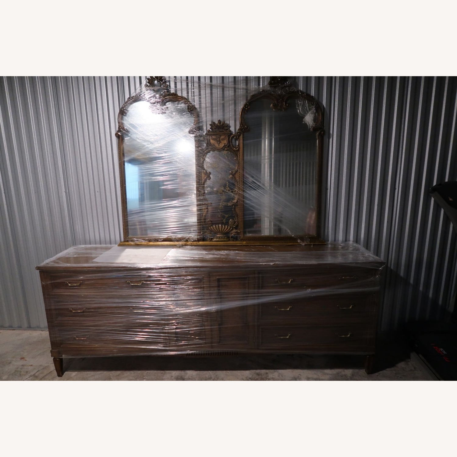 Long Vintage Bedroom Dresser with Mirror attached - image-1