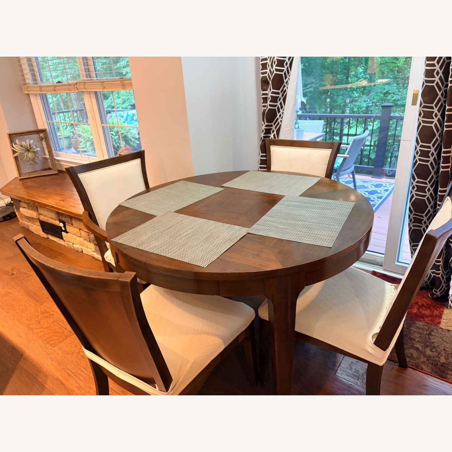 Dark Brown Wood Dining Set - image-1