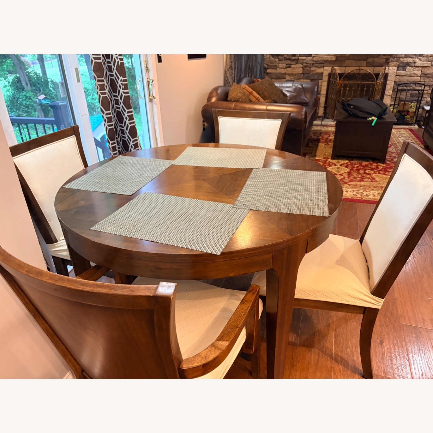 Dark Brown Wood Dining Set - image-2
