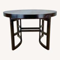 MCM Ebonized Mahogany Round Extension Dining Table