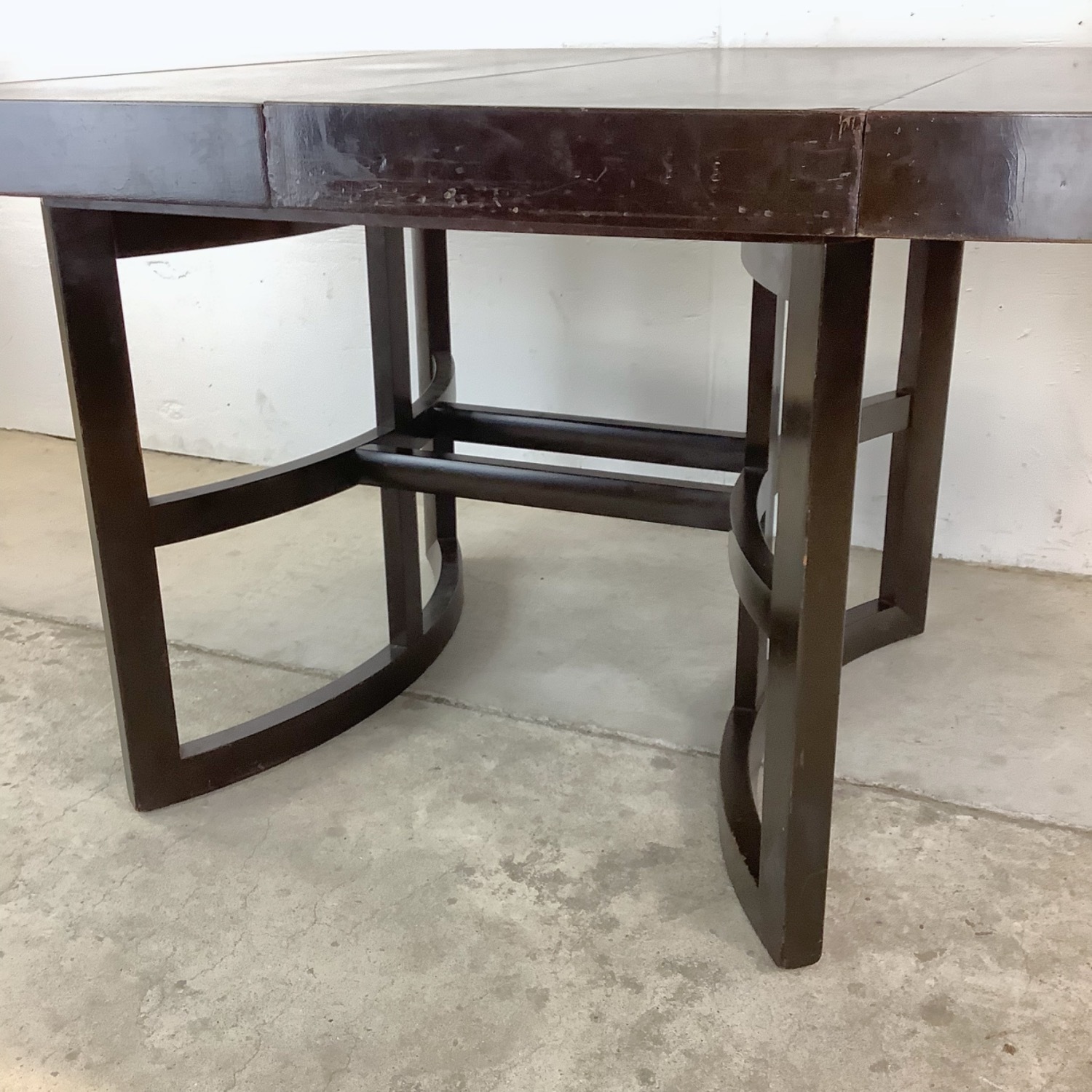 MCM Ebonized Mahogany Round Extension Dining Table - image-11