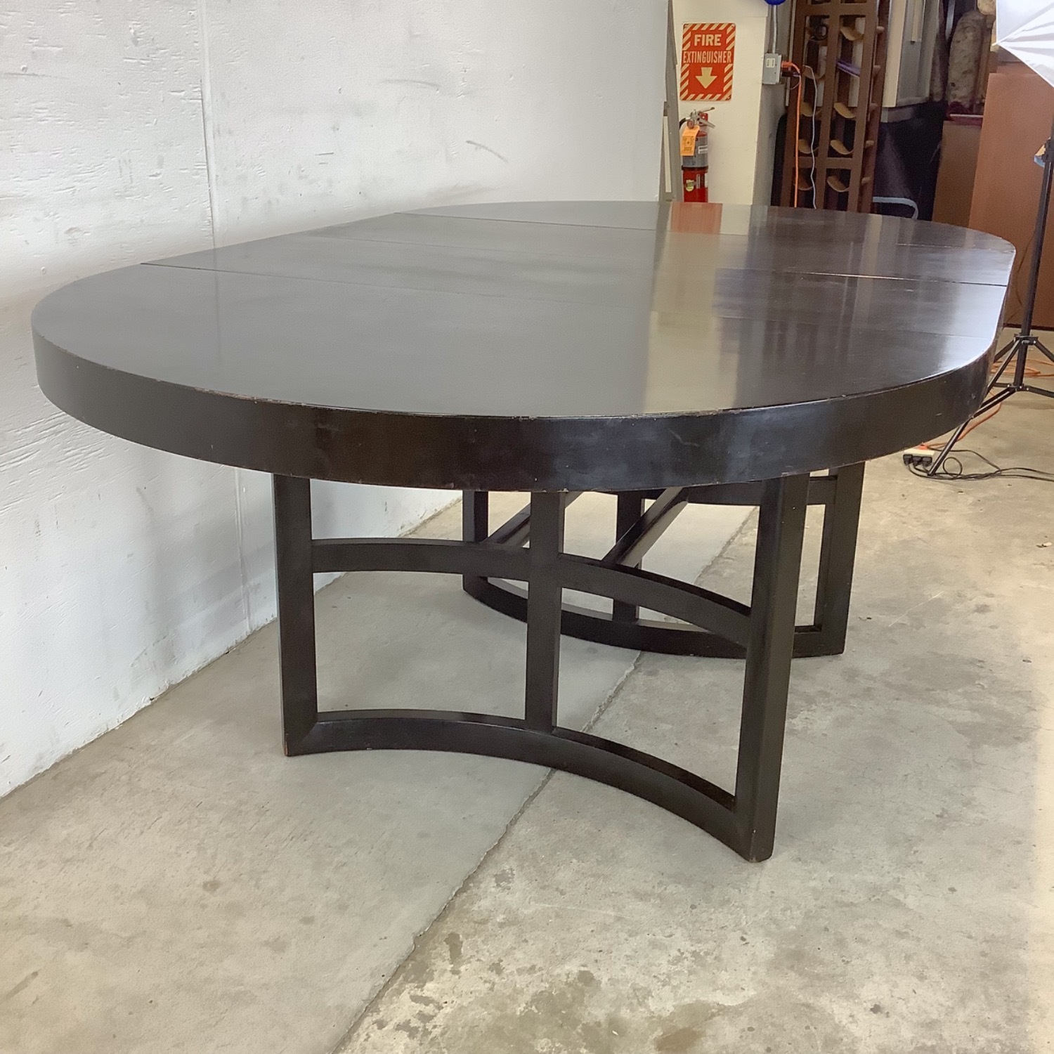 MCM Ebonized Mahogany Round Extension Dining Table - image-3