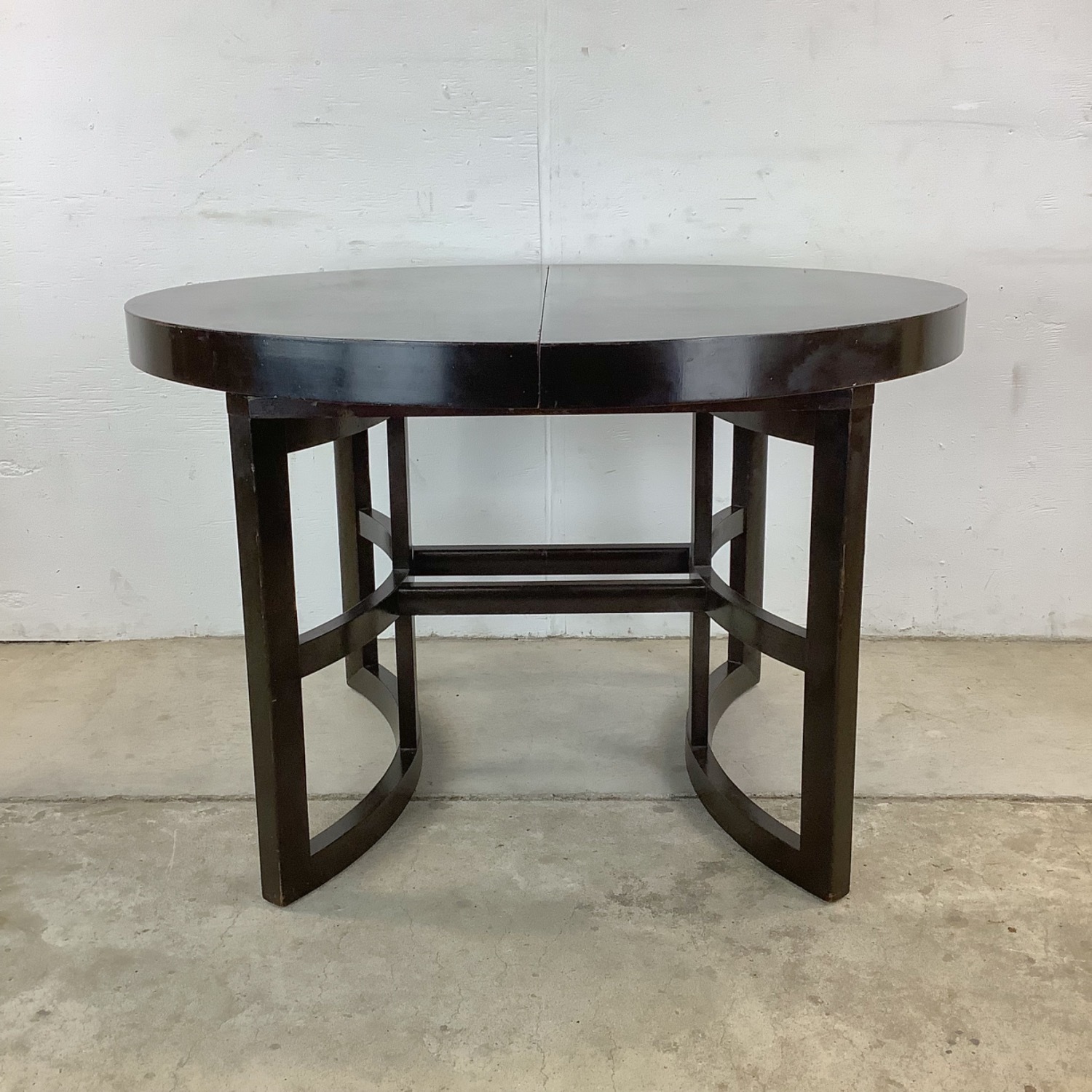 MCM Ebonized Mahogany Round Extension Dining Table - image-1