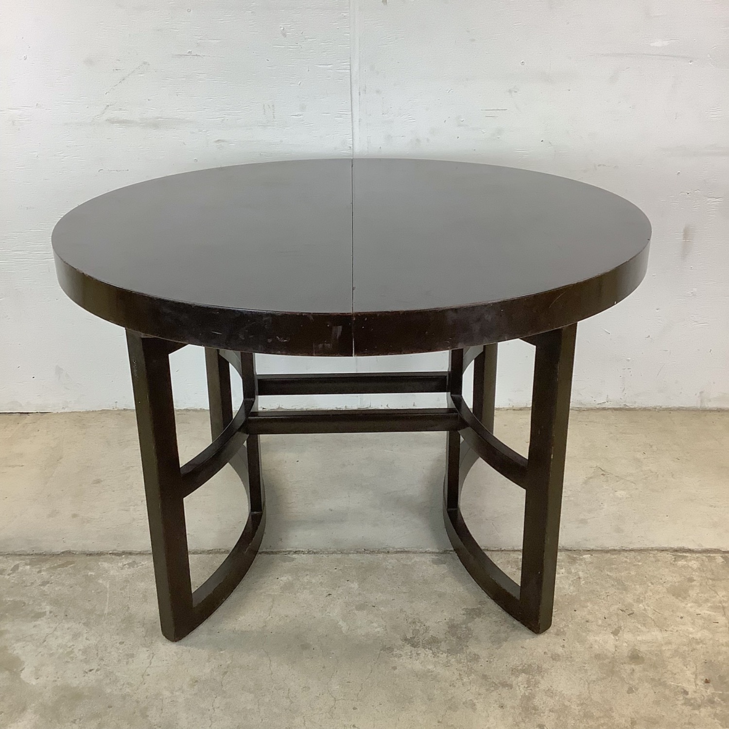 MCM Ebonized Mahogany Round Extension Dining Table - image-19