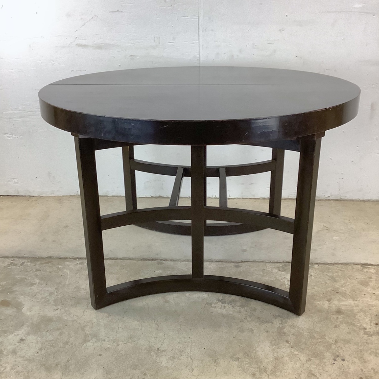 MCM Ebonized Mahogany Round Extension Dining Table - image-21
