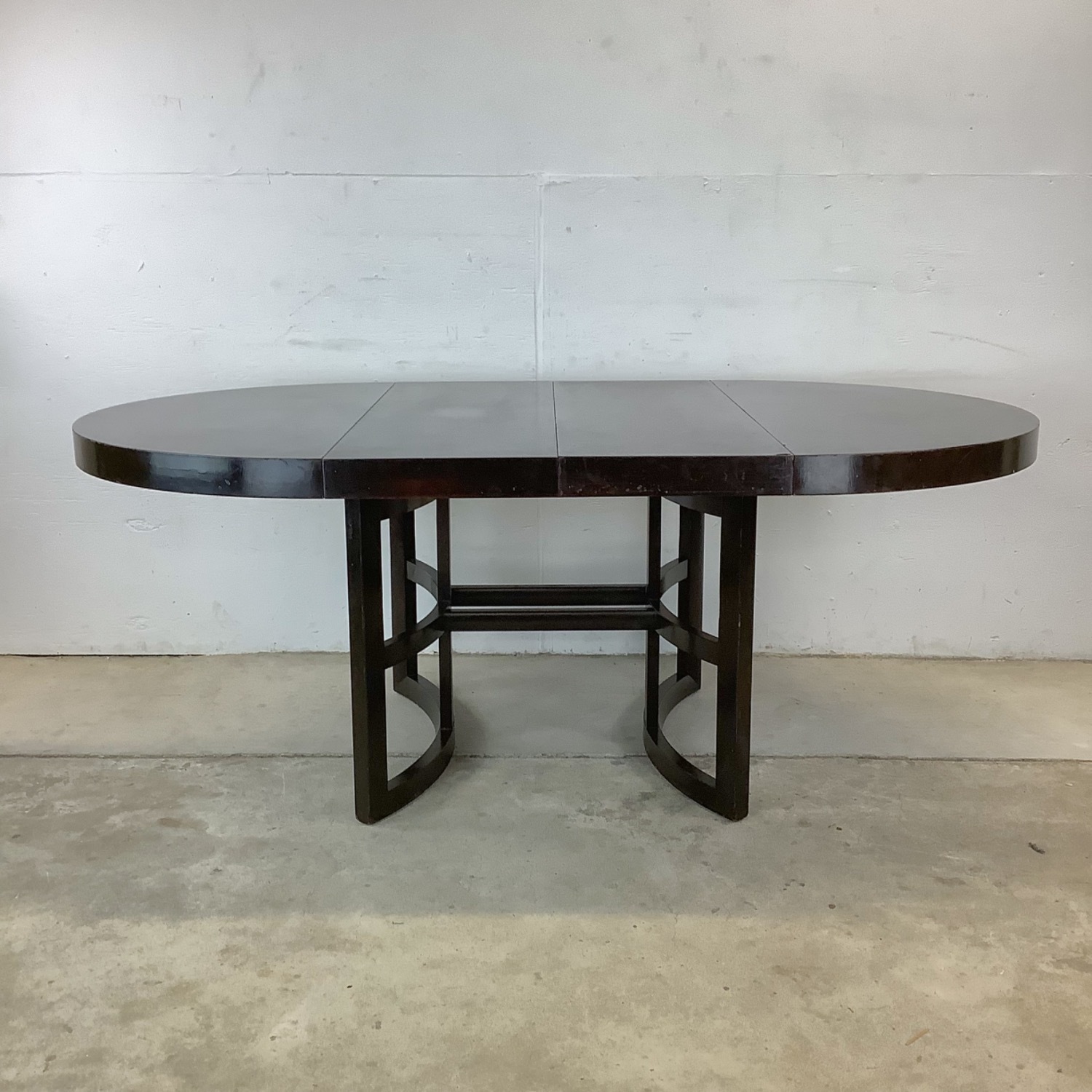 MCM Ebonized Mahogany Round Extension Dining Table - image-7