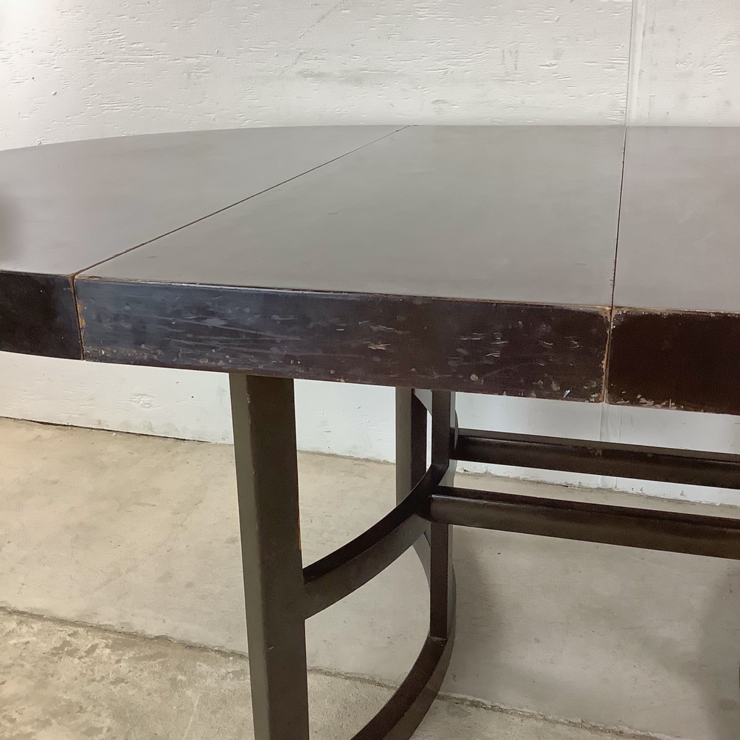 MCM Ebonized Mahogany Round Extension Dining Table - image-17