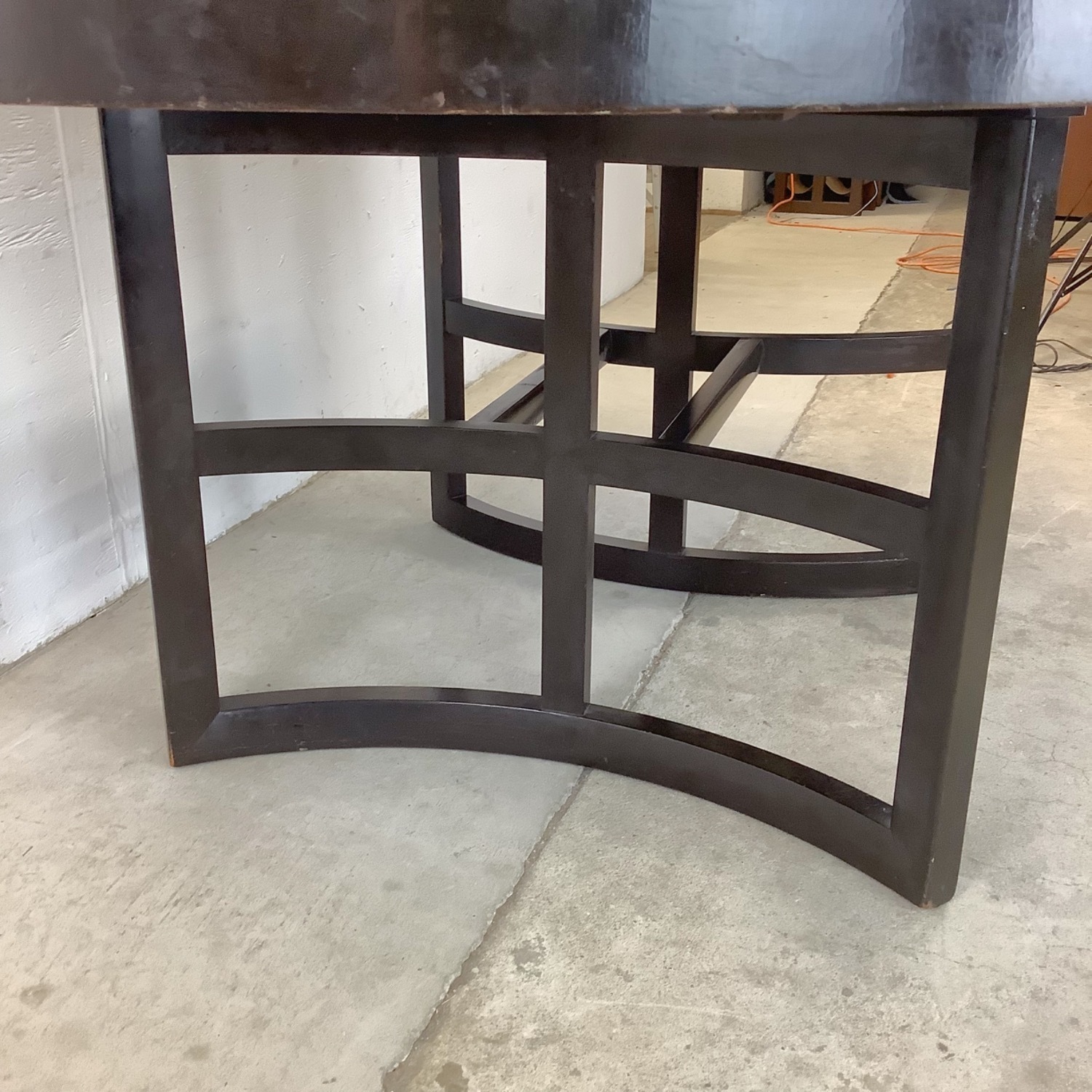 MCM Ebonized Mahogany Round Extension Dining Table - image-15