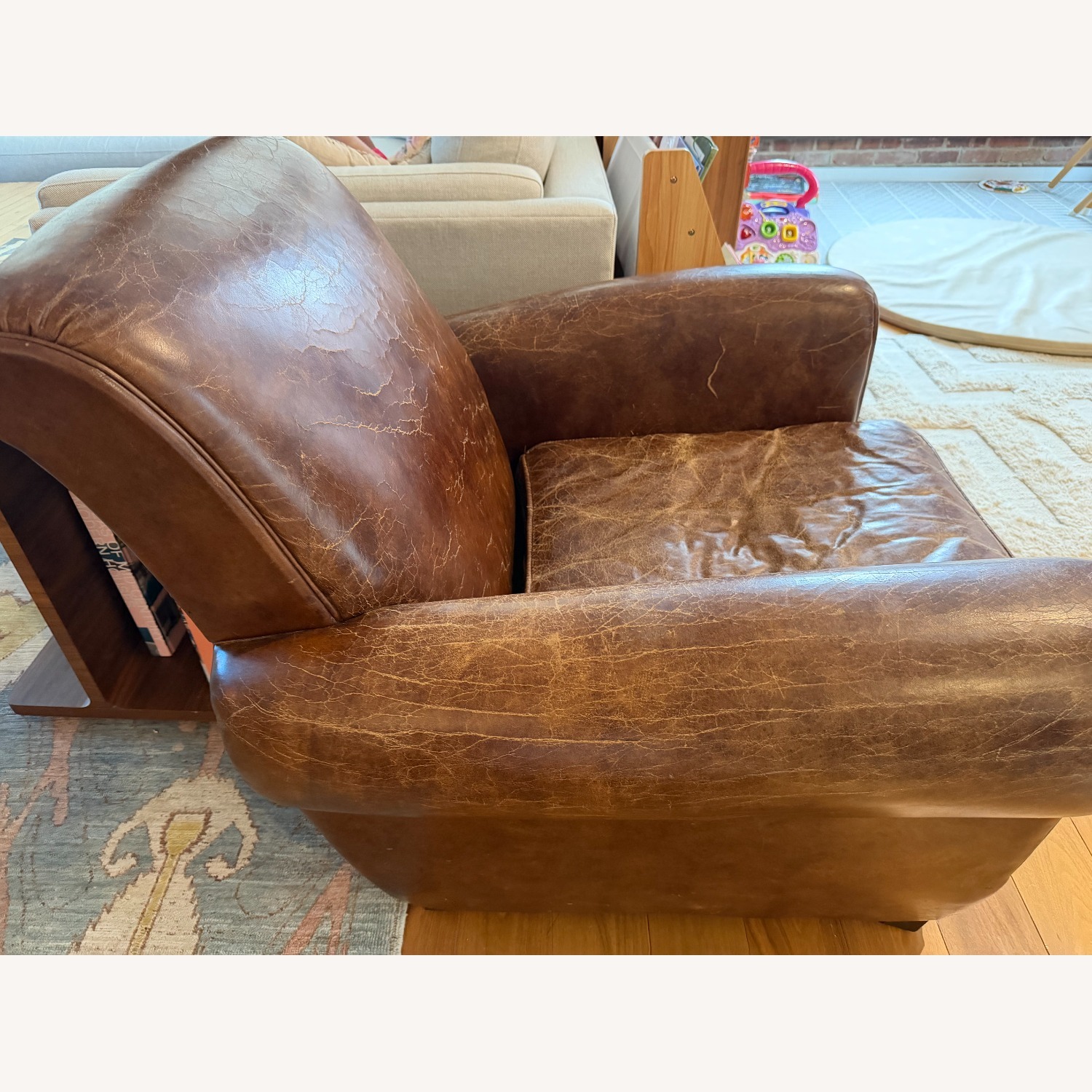 Restoration Hardware Brown Leather Club Chair - image-3