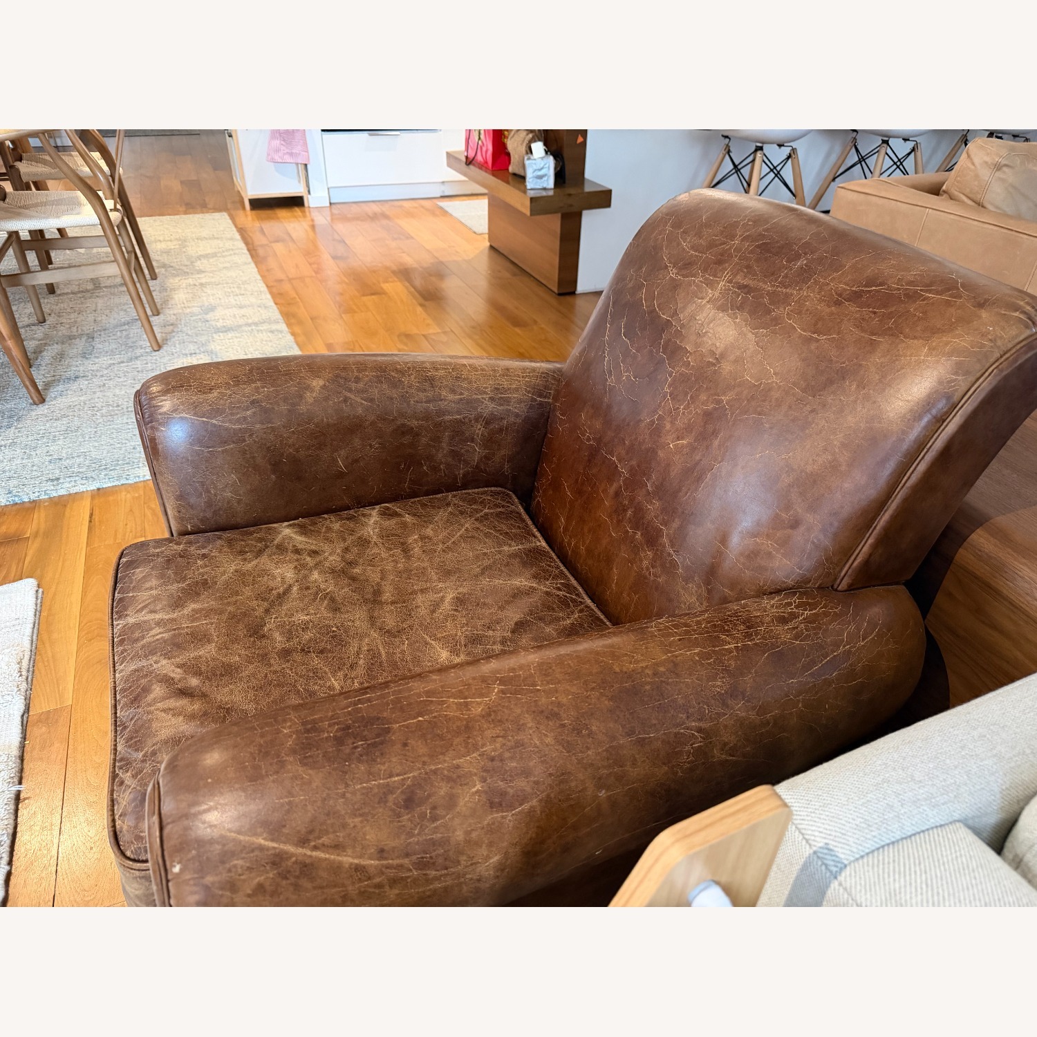 Restoration Hardware Brown Leather Club Chair - image-4