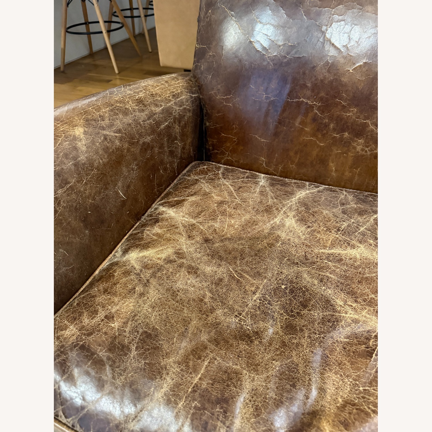 Restoration Hardware Brown Leather Club Chair - image-6