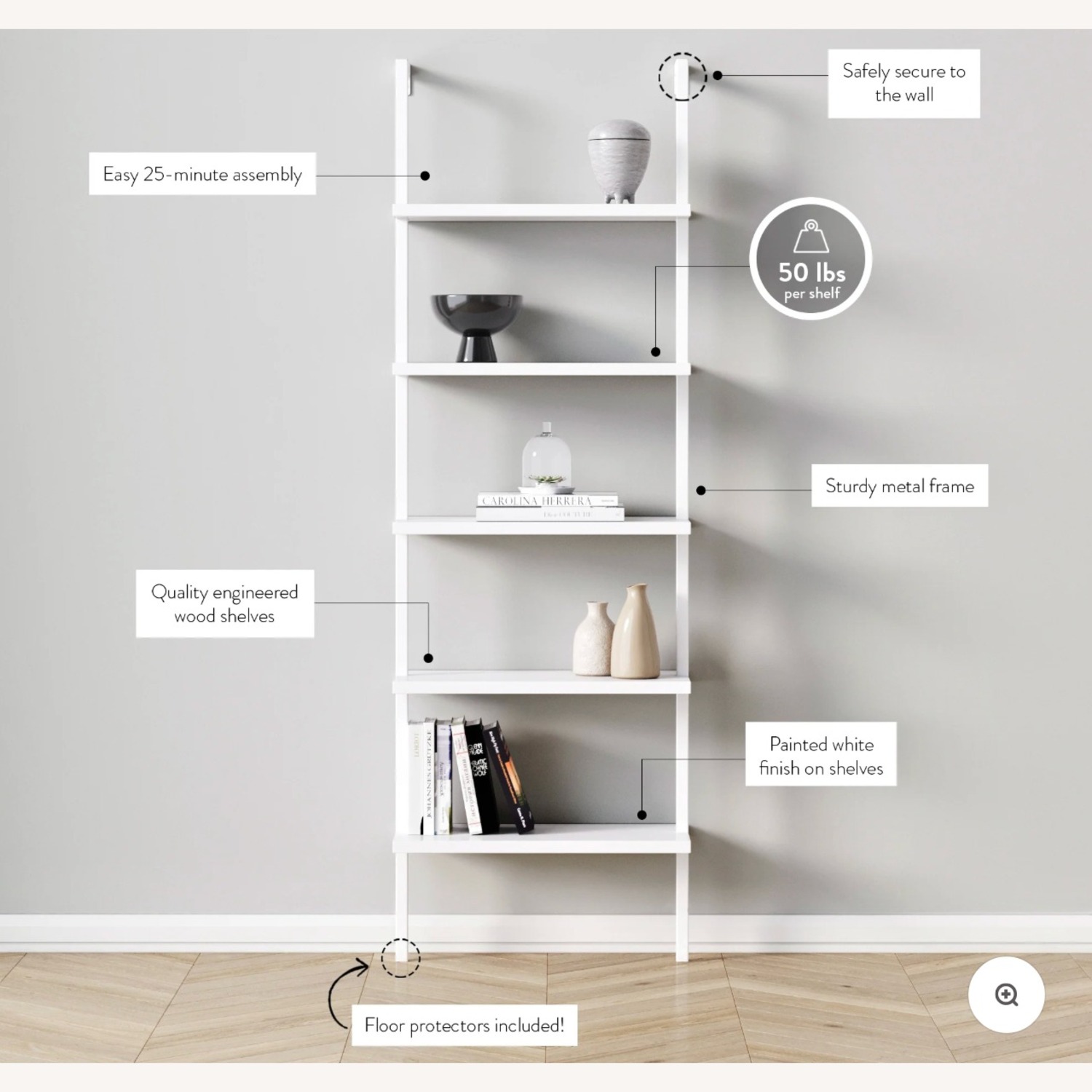 Nathan James Theo White Wood Bookcase - image-6