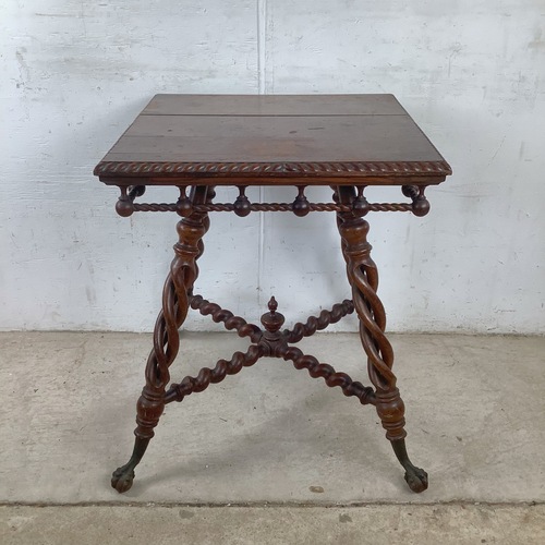 Used Antique Wood Accent Table, Ball and Claw Feet for sale on AptDeco