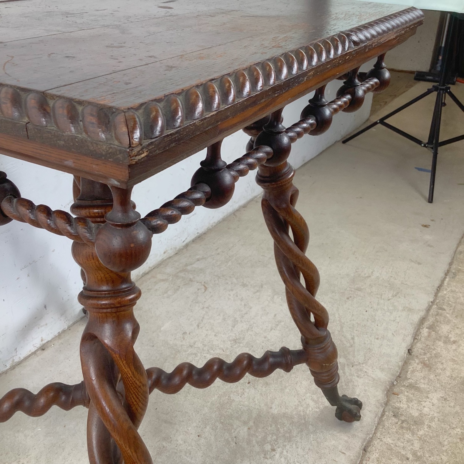Antique Wood Accent Table, Ball and Claw Feet - image-15