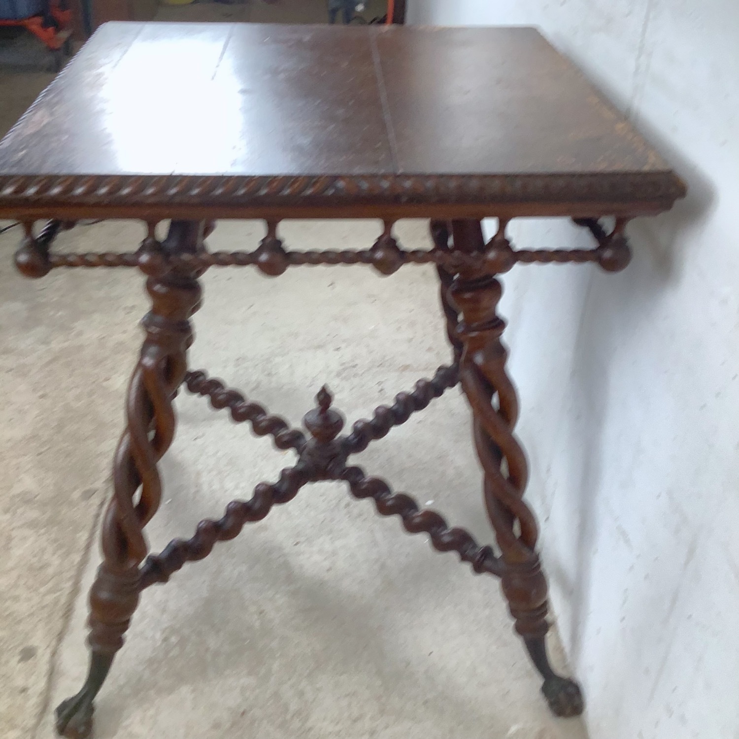 Antique Wood Accent Table, Ball and Claw Feet - image-4