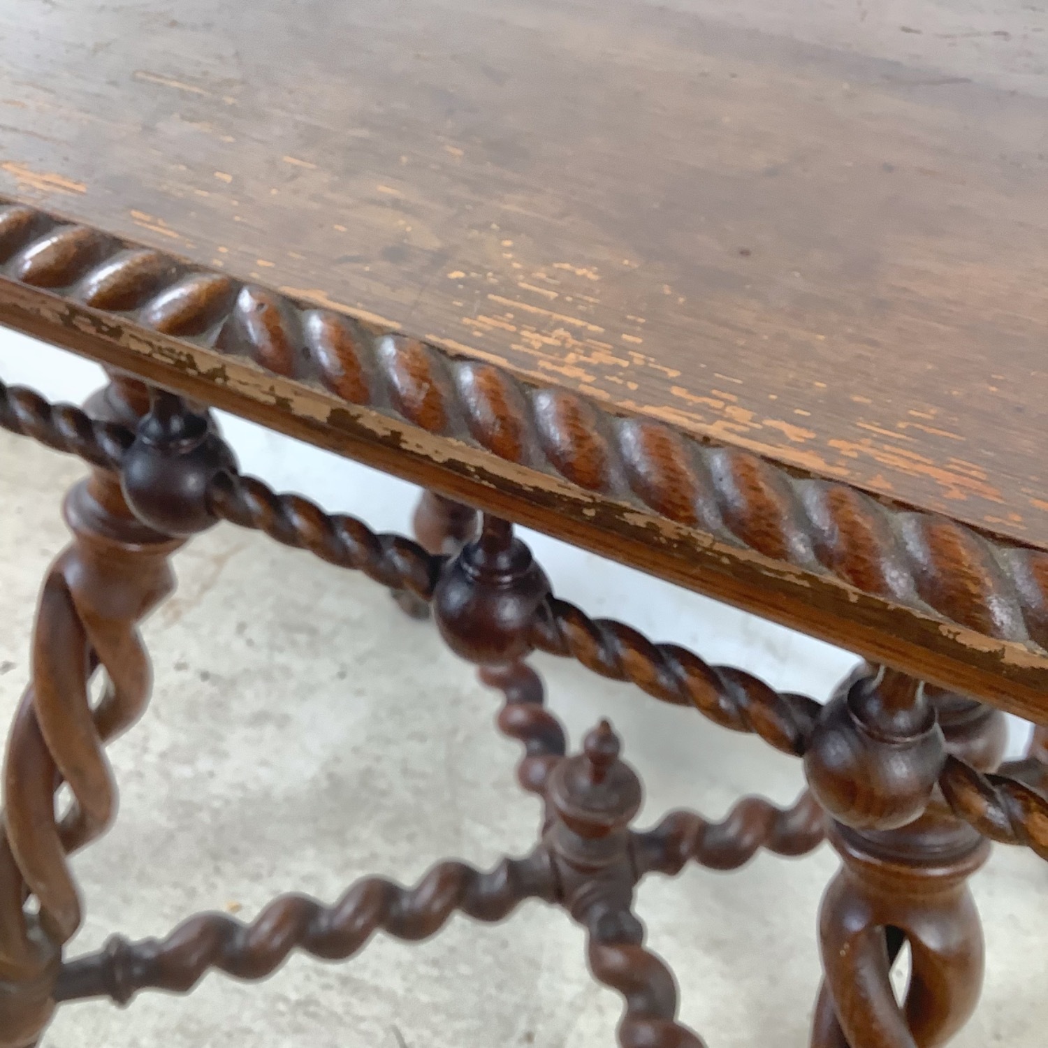 Antique Wood Accent Table, Ball and Claw Feet - image-10