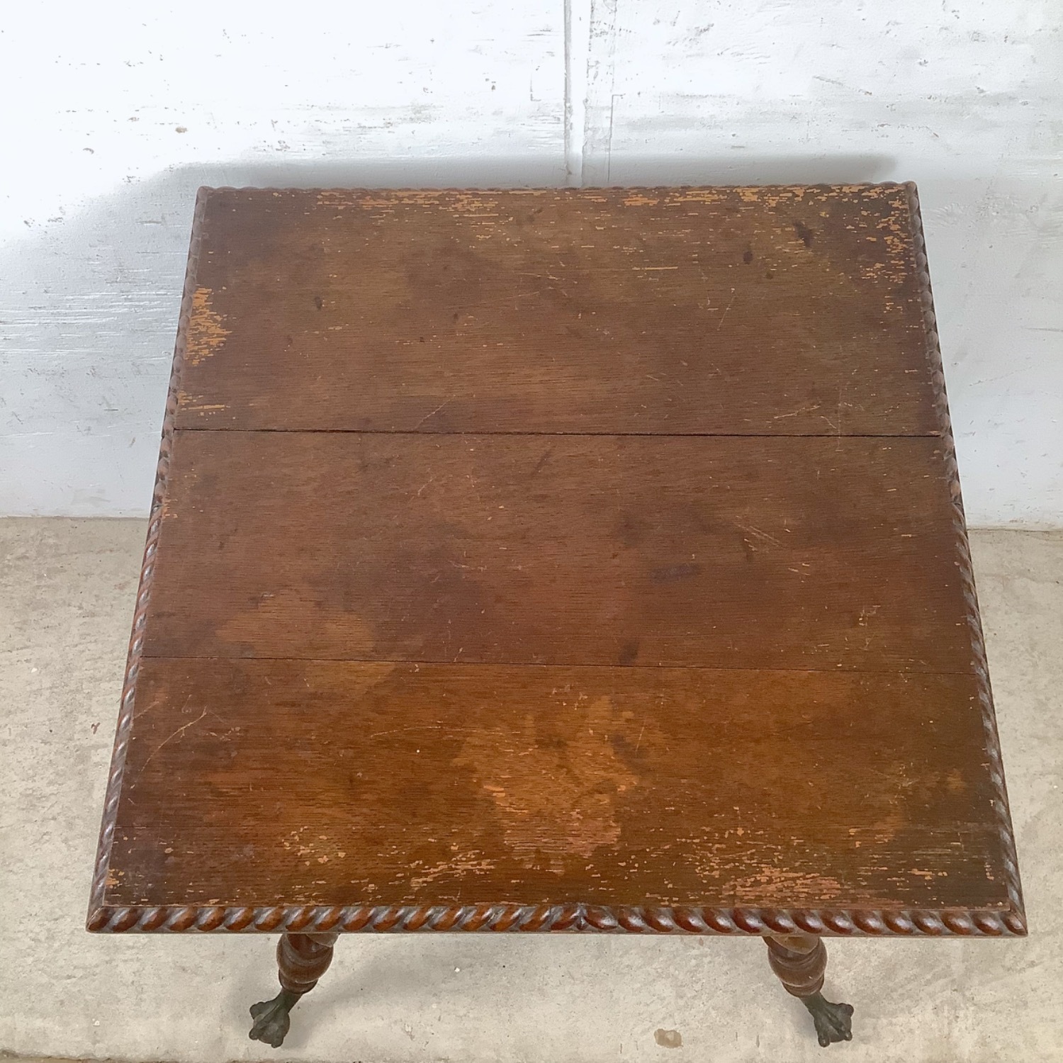 Antique Wood Accent Table, Ball and Claw Feet - image-5
