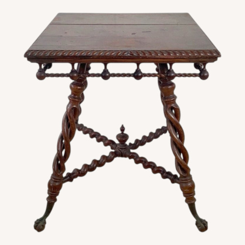 Used Antique Wood Accent Table, Ball and Claw Feet for sale on AptDeco
