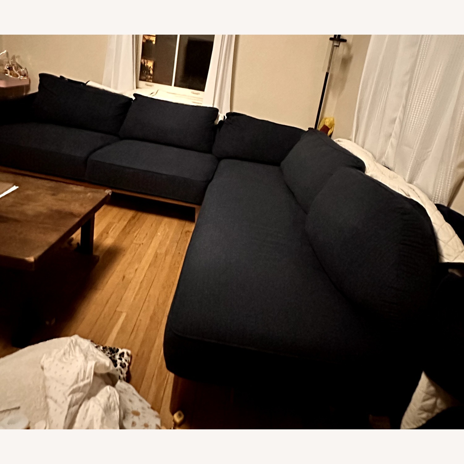 Jollene Mid-Century Modern Navy Blue Sectional - image-2