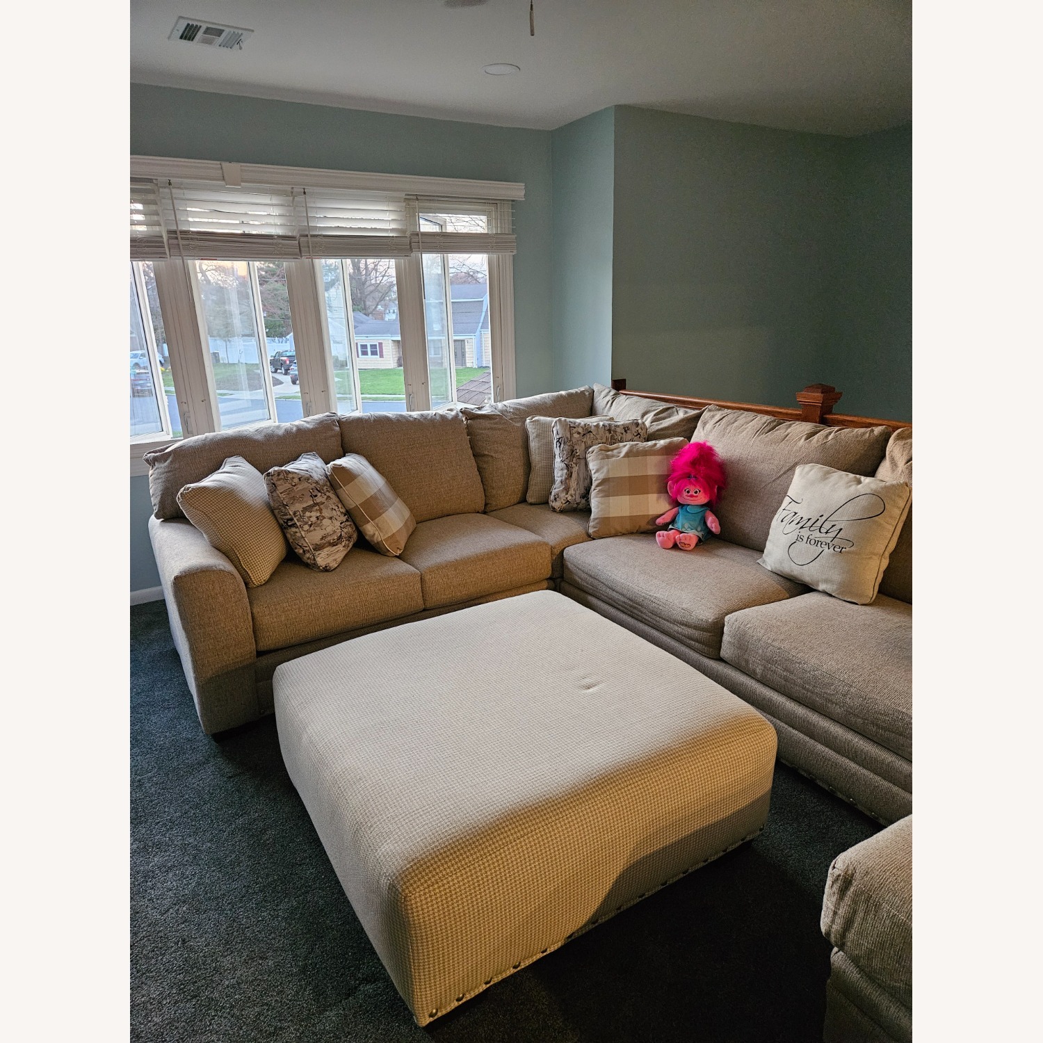 Cottage Chic Beige 150'' 4 Piece Right Arm Facing Chaise Sectional - image-3