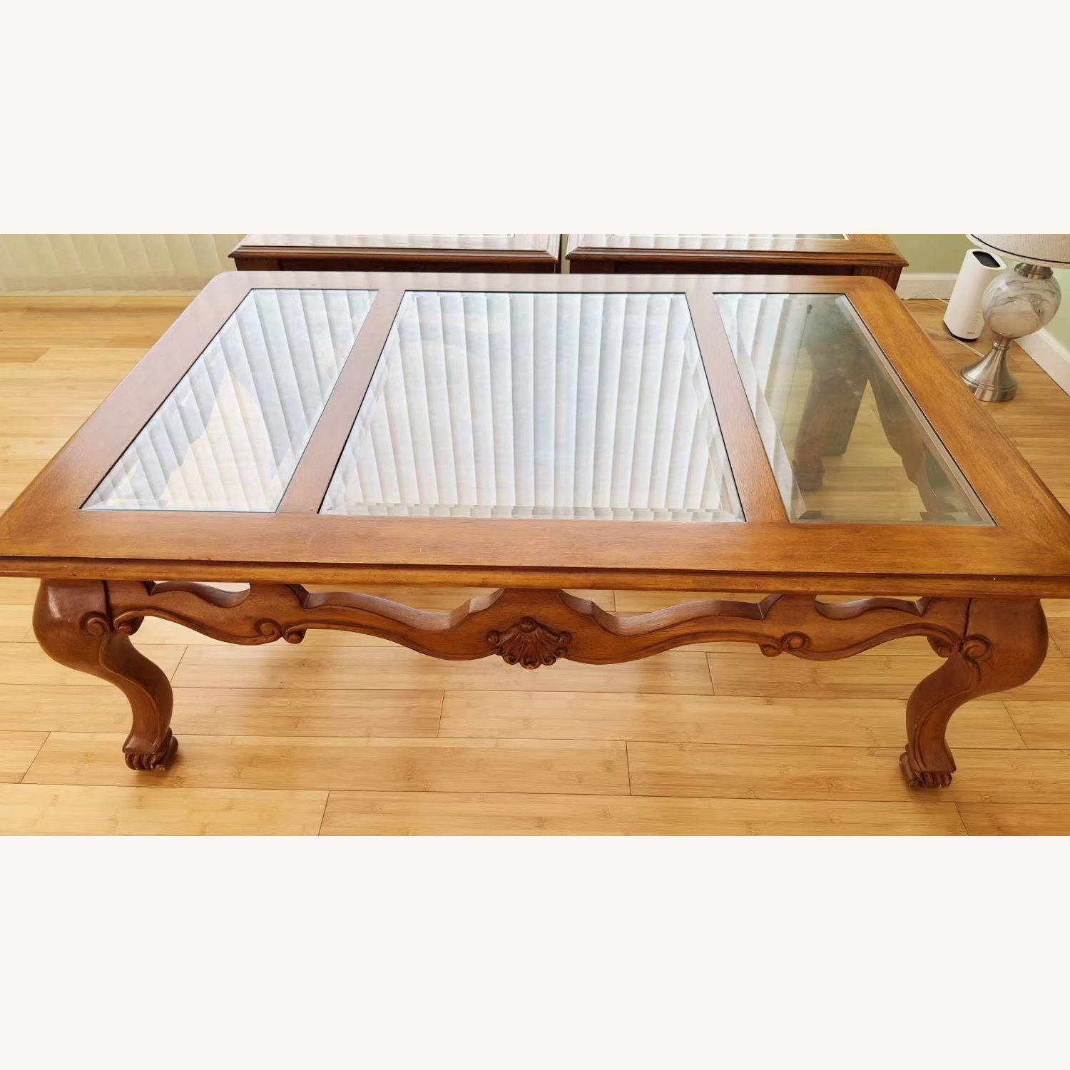 Light Brown Wood Coffee Table and 2 End Tables - image-1
