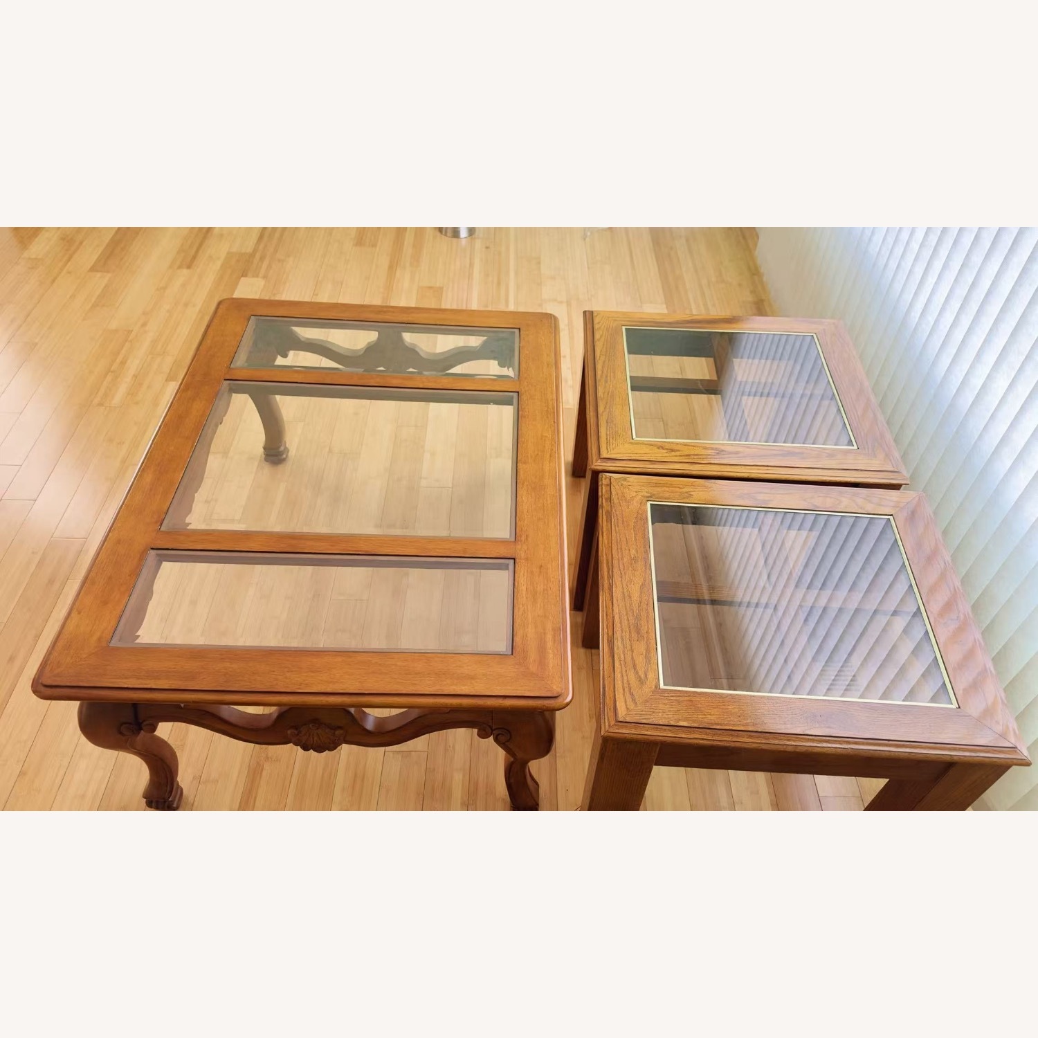 Light Brown Wood Coffee Table and 2 End Tables - image-4