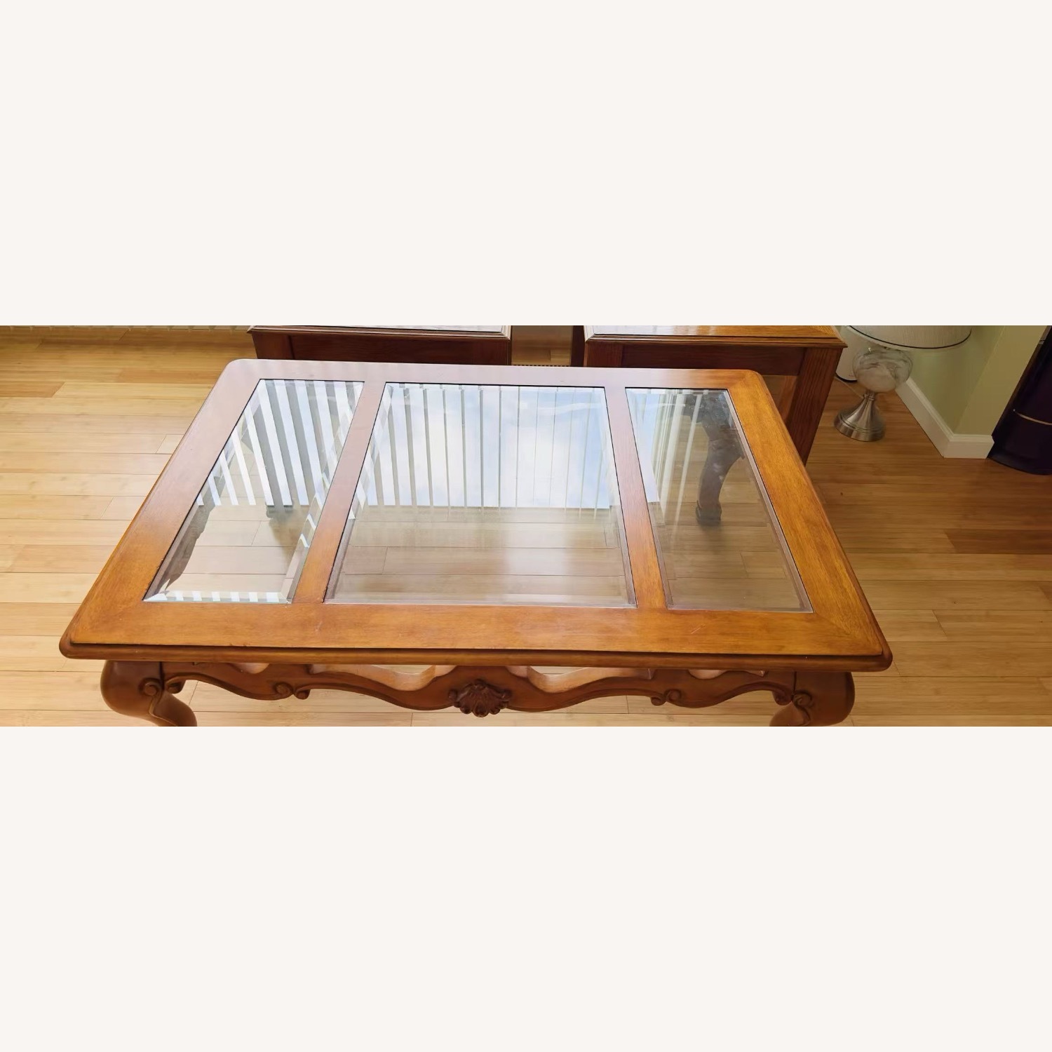 Light Brown Wood Coffee Table and 2 End Tables - image-3