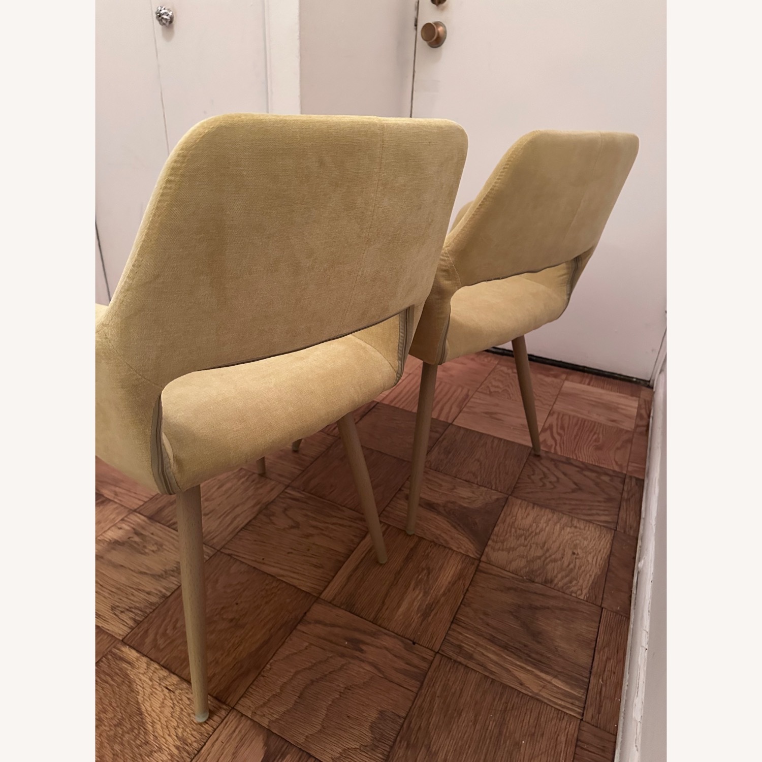 Yellow Linen Dining Chairs - image-3