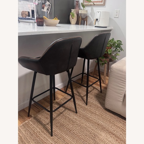 Used Wayfair Dark Gray Faux Leather Stools for sale on AptDeco