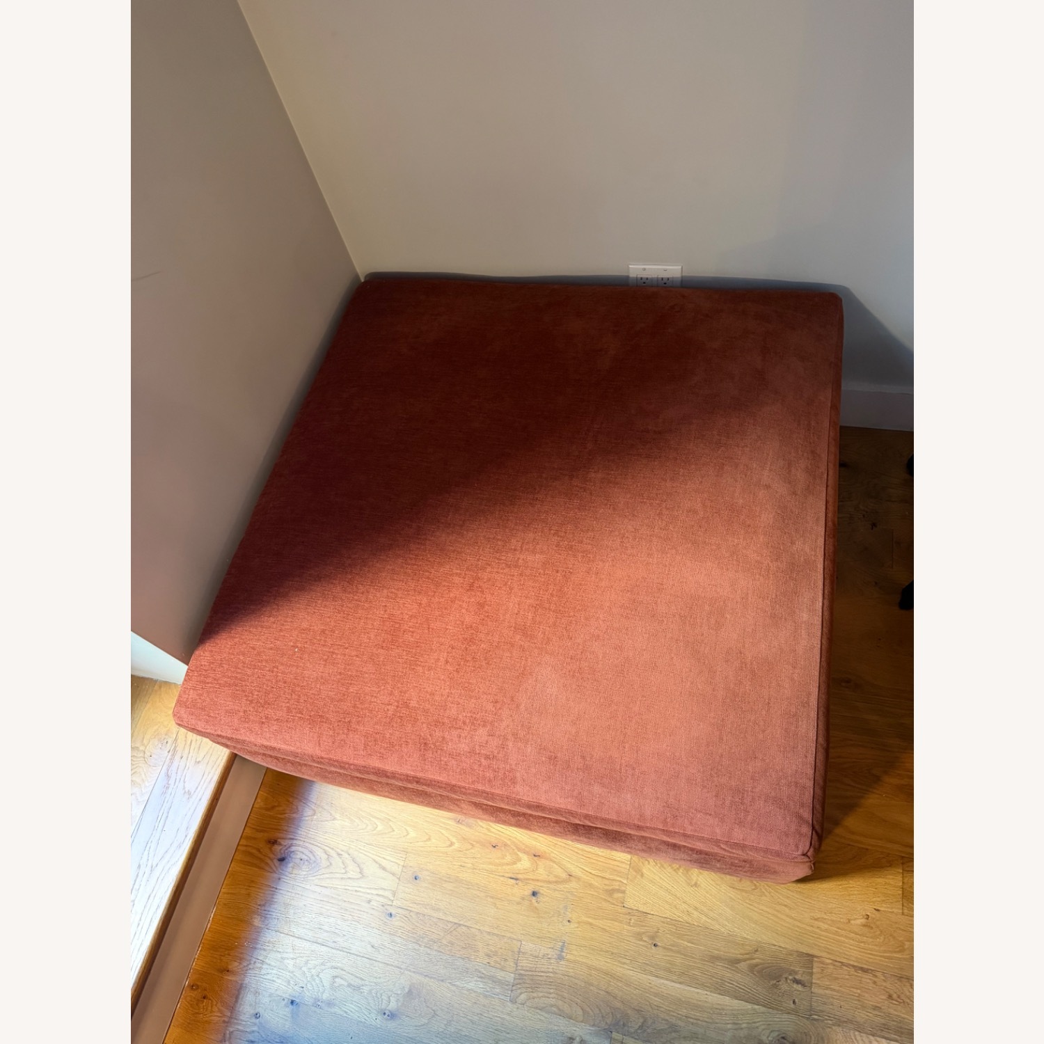 West Elm Harmony Modular Red Velvet Ottoman - image-3