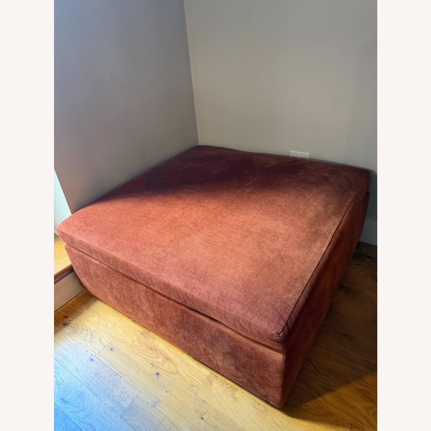 West Elm Harmony Modular Red Velvet Ottoman - image-2