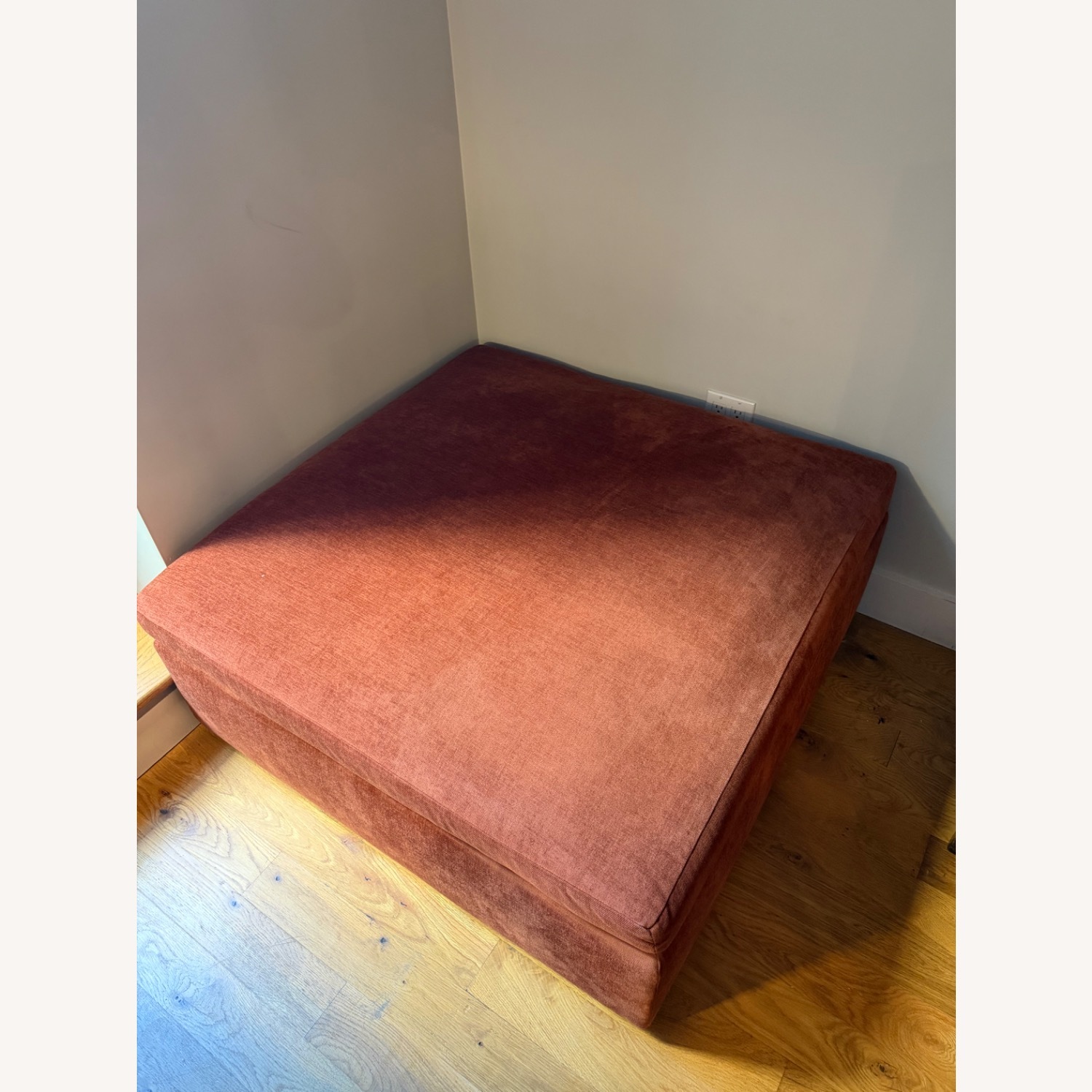 West Elm Harmony Modular Red Velvet Ottoman - image-5