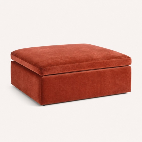 Used West Elm Harmony Modular Red Velvet Ottoman for sale on AptDeco