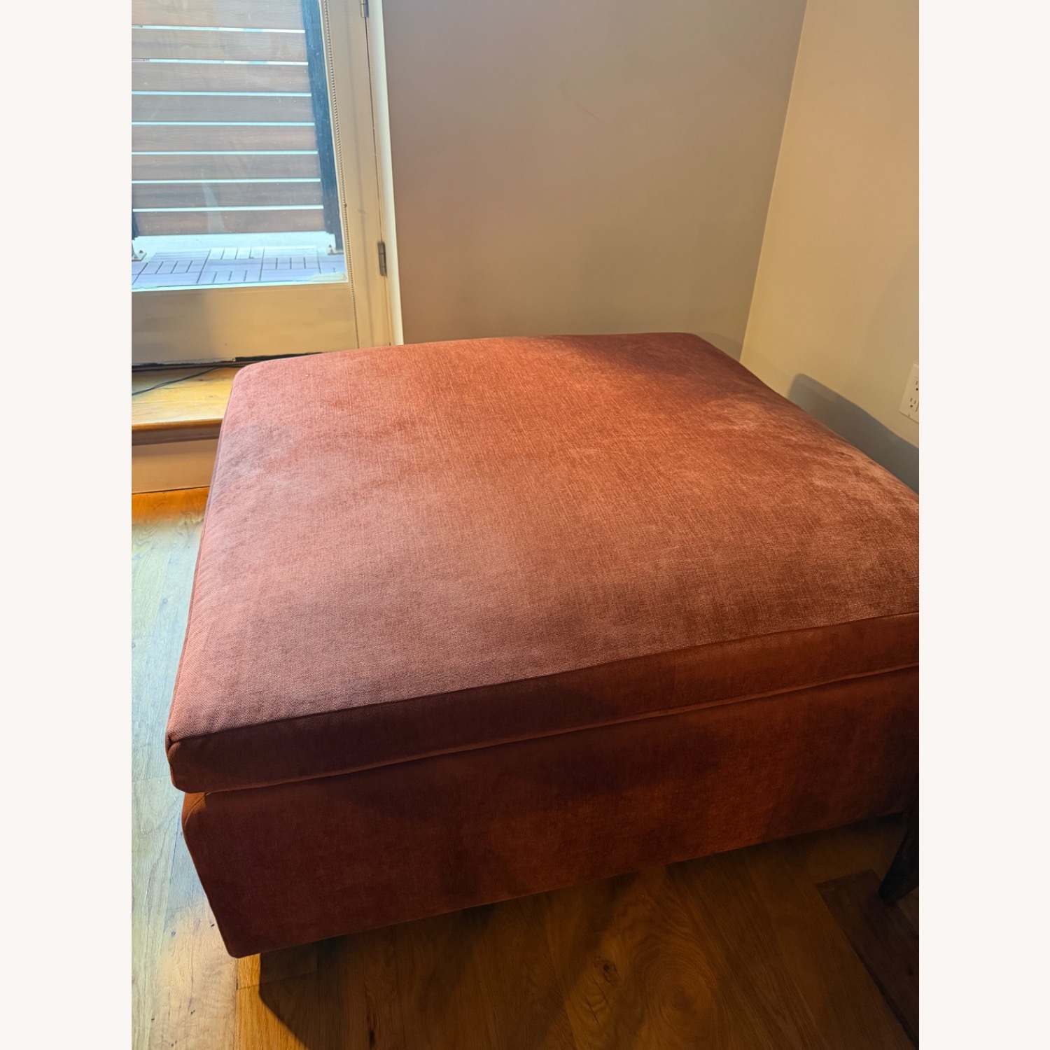 West Elm Harmony Modular Red Velvet Ottoman - image-4