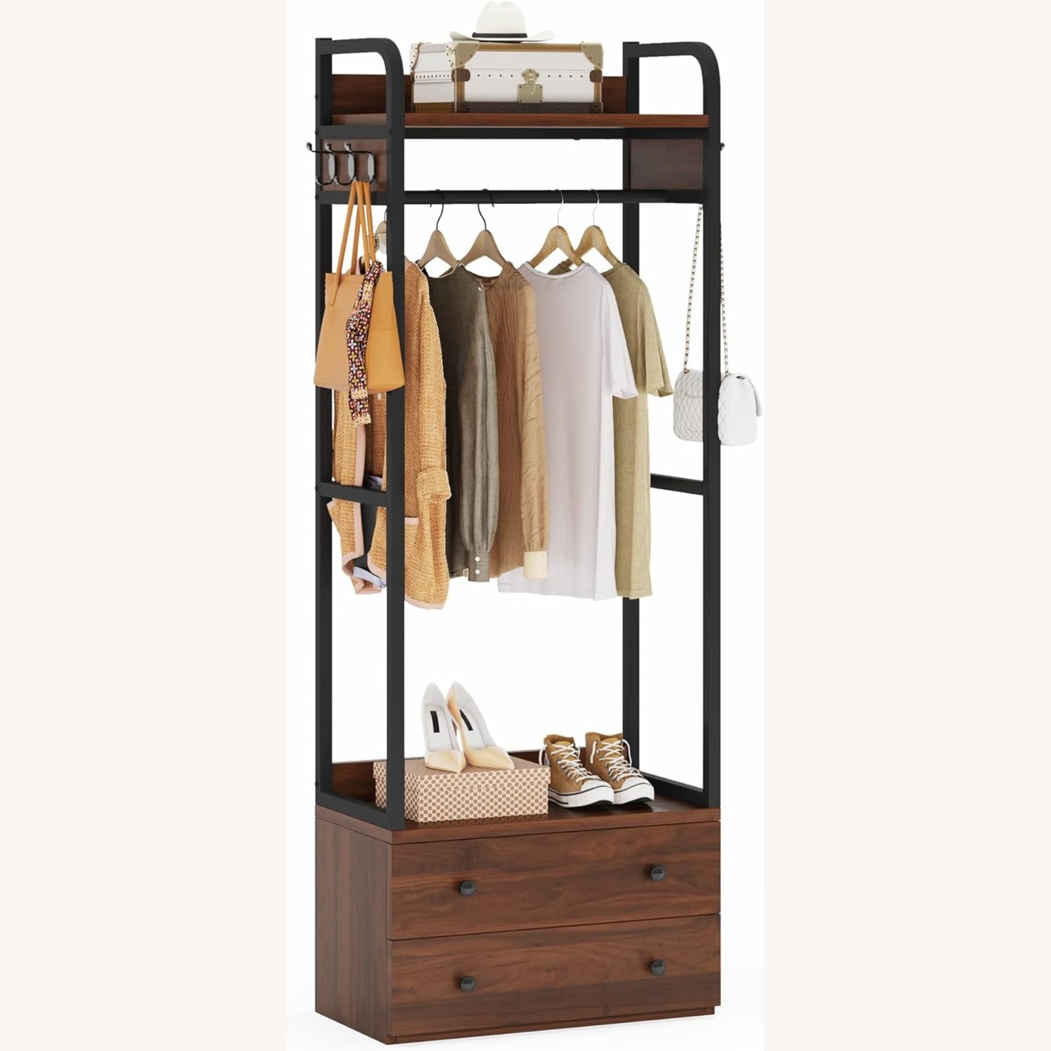 Tribesigns Dark Brown Metal Armoire - image-5