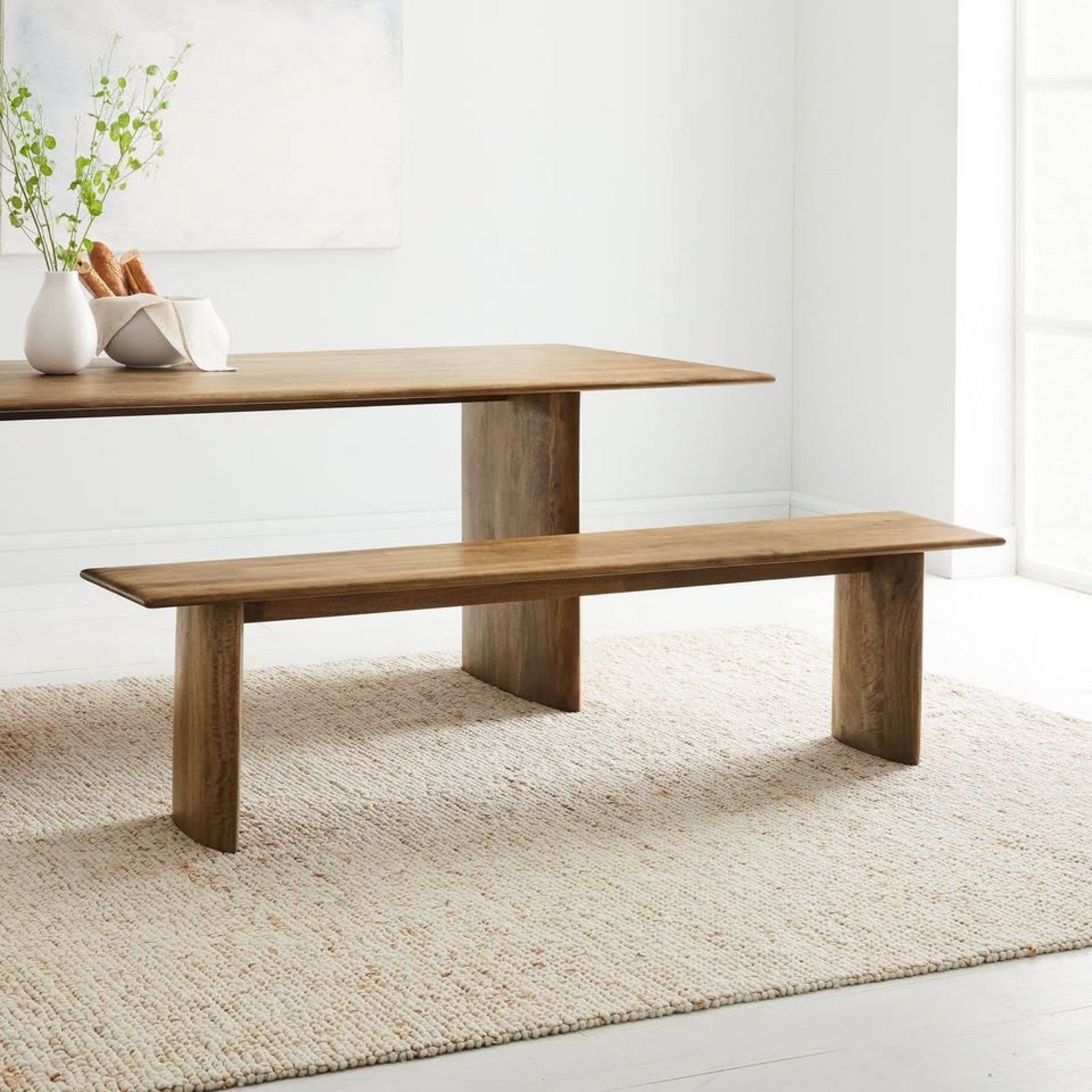 West Elm Anton Solid Wood Dining Table and Benches - image-2