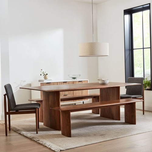 Used West Elm Anton Solid Wood Dining Table and Benches for sale on AptDeco