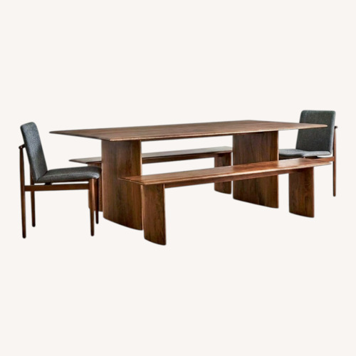 Used West Elm Anton Solid Wood Dining Table and Benches for sale on AptDeco